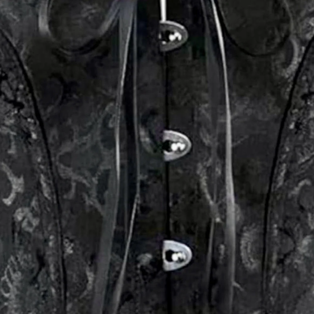 Vintage| XL |Black Jacquard |Corset |Bustier Top |Lace Up |Boned |Sexy|Goth - Picture 11 of 16